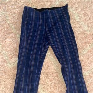 Business Casual Blue Plaid Pantsuit